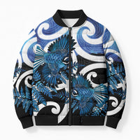 Piwakawaka New Zealand Matariki Bomber Puffer Jacket Maori New Year Silver Fern Blue Galaxy LT14 Unisex Blue - Polynesian Pride
