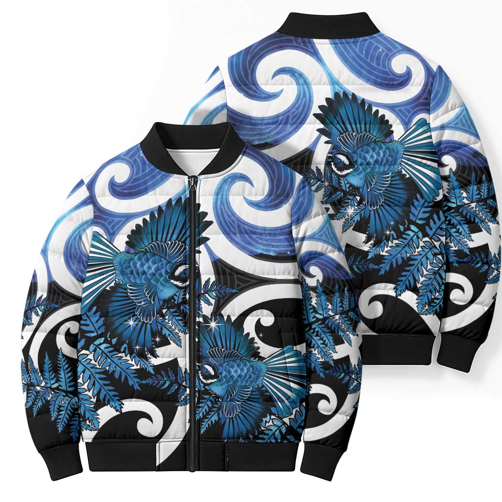 Piwakawaka New Zealand Matariki Bomber Puffer Jacket Maori New Year Silver Fern Blue Galaxy LT14 - Polynesian Pride