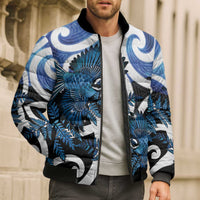 Piwakawaka New Zealand Matariki Bomber Puffer Jacket Maori New Year Silver Fern Blue Galaxy LT14 - Polynesian Pride