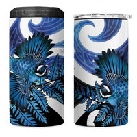 Piwakawaka New Zealand Matariki 4 in 1 Can Cooler Tumbler Maori New Year Silver Fern Blue Galaxy
