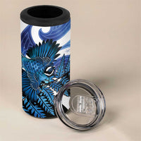 Piwakawaka New Zealand Matariki 4 in 1 Can Cooler Tumbler Maori New Year Silver Fern Blue Galaxy