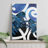 Piwakawaka New Zealand Matariki Canvas Wall Art Maori New Year Silver Fern Blue Galaxy