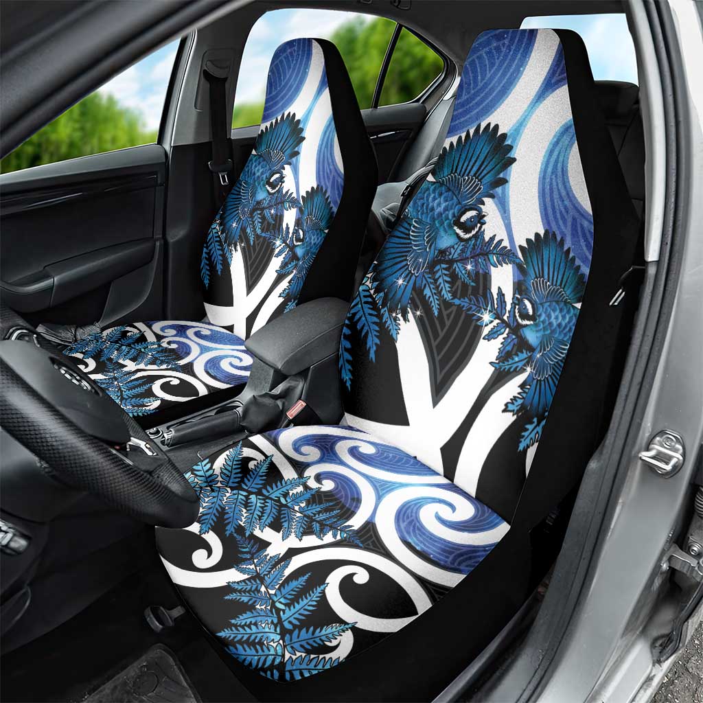 Piwakawaka New Zealand Matariki Car Seat Cover Maori New Year Silver Fern Blue Galaxy