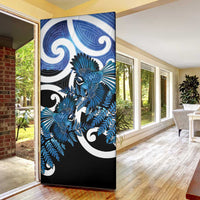 Piwakawaka New Zealand Matariki Door Cover Maori New Year Silver Fern Blue Galaxy