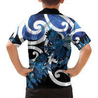 Piwakawaka New Zealand Matariki Family Matching Summer Maxi Dress and Hawaiian Shirt Maori New Year Silver Fern Blue Galaxy LT14 - Polynesian Pride