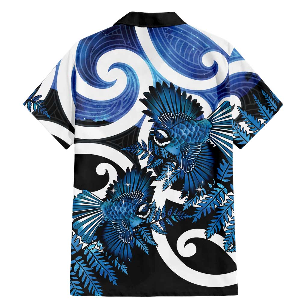 Piwakawaka New Zealand Matariki Family Matching Summer Maxi Dress and Hawaiian Shirt Maori New Year Silver Fern Blue Galaxy LT14 - Polynesian Pride