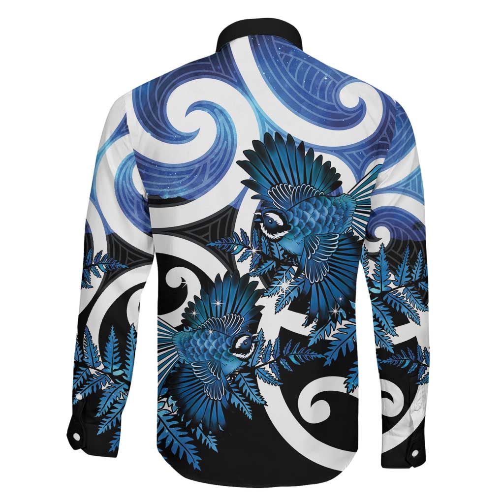 Piwakawaka New Zealand Matariki Family Matching Summer Maxi Dress and Hawaiian Shirt Maori New Year Silver Fern Blue Galaxy LT14 - Polynesian Pride