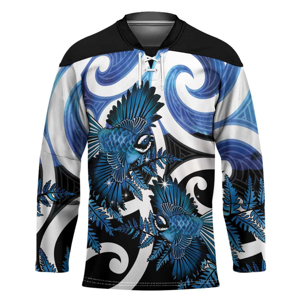 Piwakawaka New Zealand Matariki Hockey Jersey Maori New Year Silver Fern Blue Galaxy