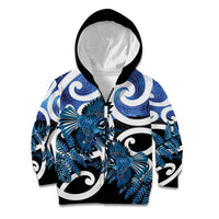Piwakawaka New Zealand Matariki Kid Hoodie Maori New Year Silver Fern Blue Galaxy