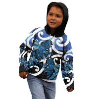 Piwakawaka New Zealand Matariki Kid Hoodie Maori New Year Silver Fern Blue Galaxy