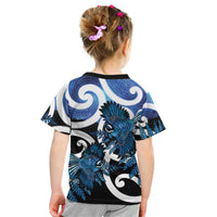 Piwakawaka New Zealand Matariki Kid T Shirt Maori New Year Silver Fern Blue Galaxy