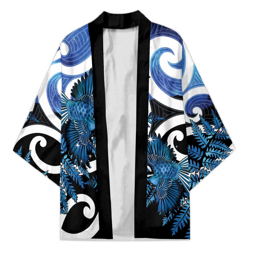 Piwakawaka New Zealand Matariki Kimono Maori New Year Silver Fern Blue Galaxy