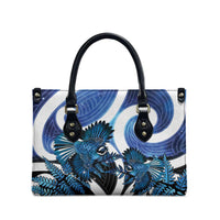 Piwakawaka New Zealand Matariki Leather Bag Maori New Year Silver Fern Blue Galaxy LT14 - Polynesian Pride