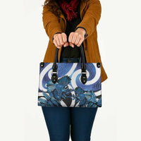 Piwakawaka New Zealand Matariki Leather Bag Maori New Year Silver Fern Blue Galaxy LT14 - Polynesian Pride