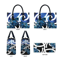 Piwakawaka New Zealand Matariki Leather Bag Maori New Year Silver Fern Blue Galaxy LT14 - Polynesian Pride