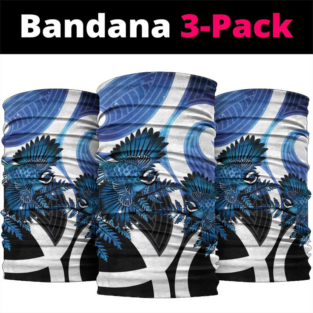 Piwakawaka New Zealand Matariki Neck Gaiter Maori New Year Silver Fern Blue Galaxy