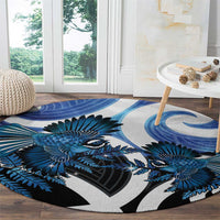 Piwakawaka New Zealand Matariki Round Carpet Maori New Year Silver Fern Blue Galaxy