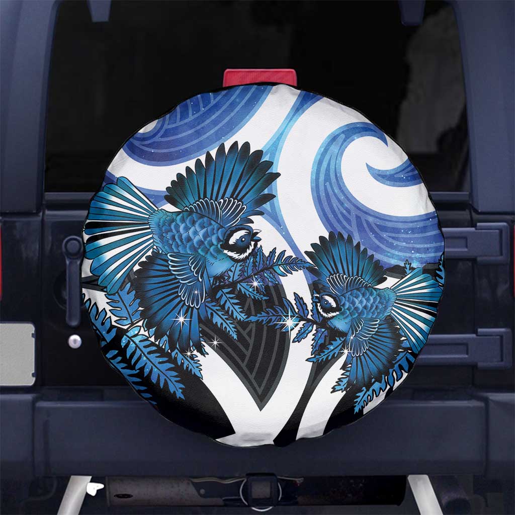 Piwakawaka New Zealand Matariki Spare Tire Cover Maori New Year Silver Fern Blue Galaxy LT14 No hole Blue - Polynesian Pride