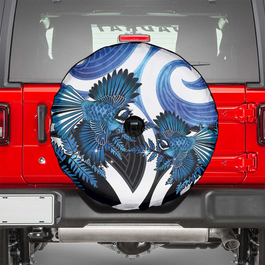 Piwakawaka New Zealand Matariki Spare Tire Cover Maori New Year Silver Fern Blue Galaxy LT14 - Polynesian Pride