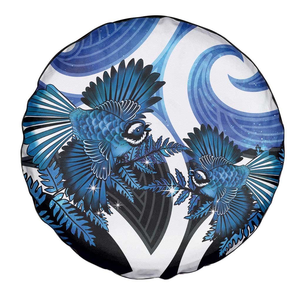 Piwakawaka New Zealand Matariki Spare Tire Cover Maori New Year Silver Fern Blue Galaxy LT14 - Polynesian Pride