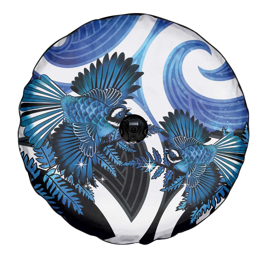 Piwakawaka New Zealand Matariki Spare Tire Cover Maori New Year Silver Fern Blue Galaxy LT14 - Polynesian Pride
