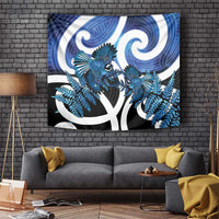 Piwakawaka New Zealand Matariki Tapestry Maori New Year Silver Fern Blue Galaxy LT14 Blue - Polynesian Pride