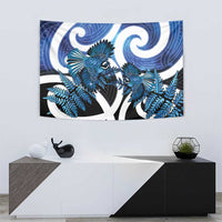 Piwakawaka New Zealand Matariki Tapestry Maori New Year Silver Fern Blue Galaxy LT14 - Polynesian Pride