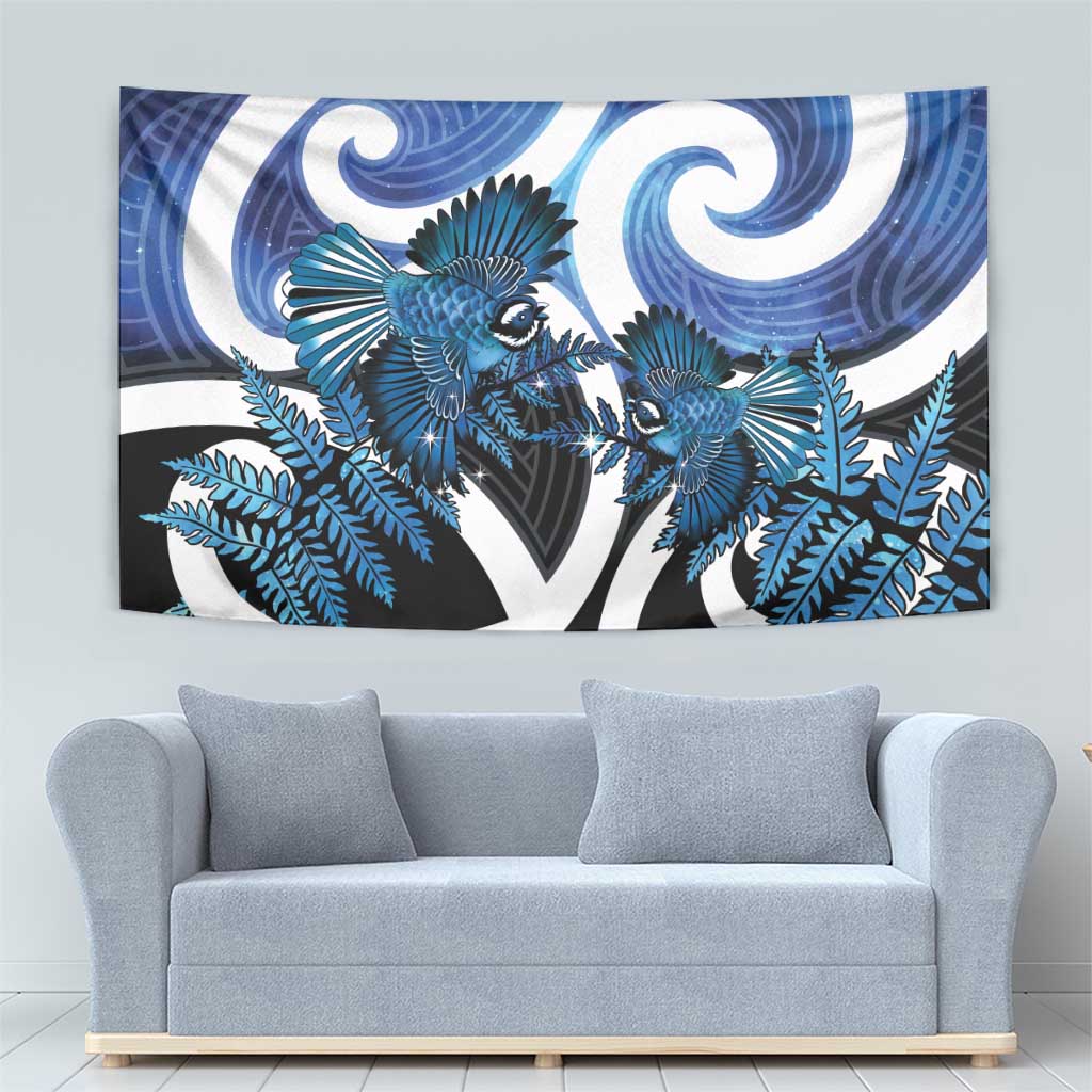 Piwakawaka New Zealand Matariki Tapestry Maori New Year Silver Fern Blue Galaxy LT14 - Polynesian Pride
