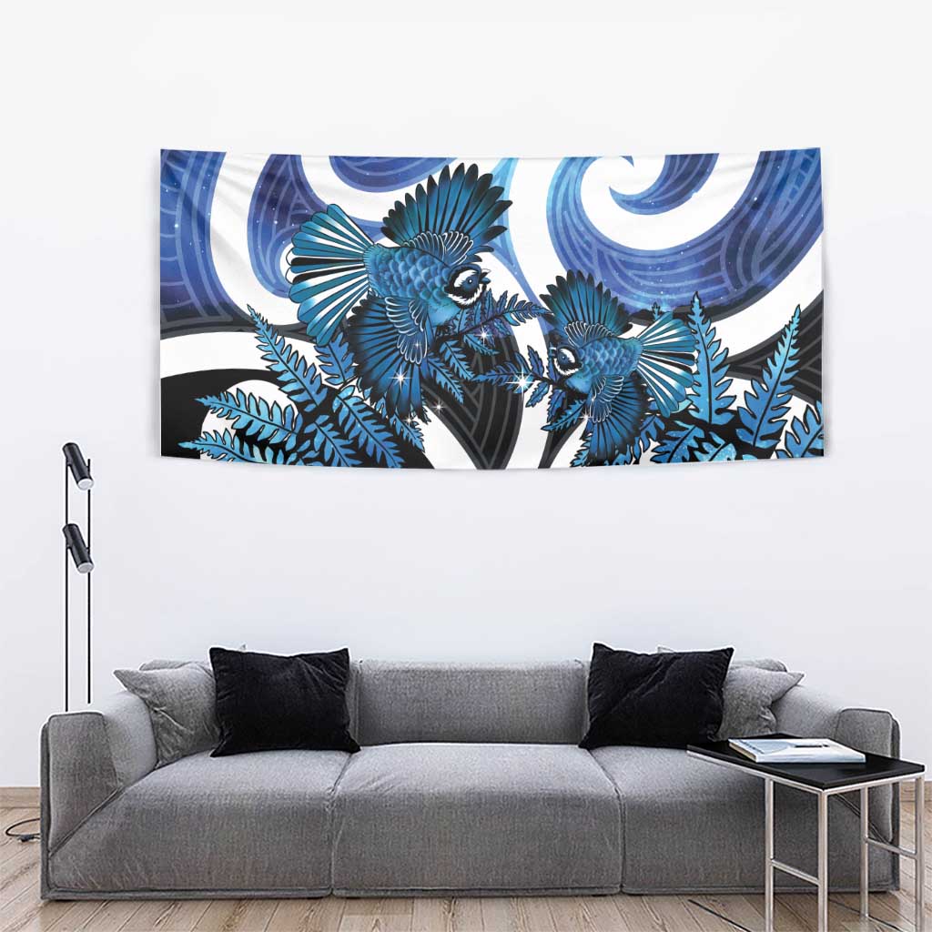 Piwakawaka New Zealand Matariki Tapestry Maori New Year Silver Fern Blue Galaxy LT14 - Polynesian Pride