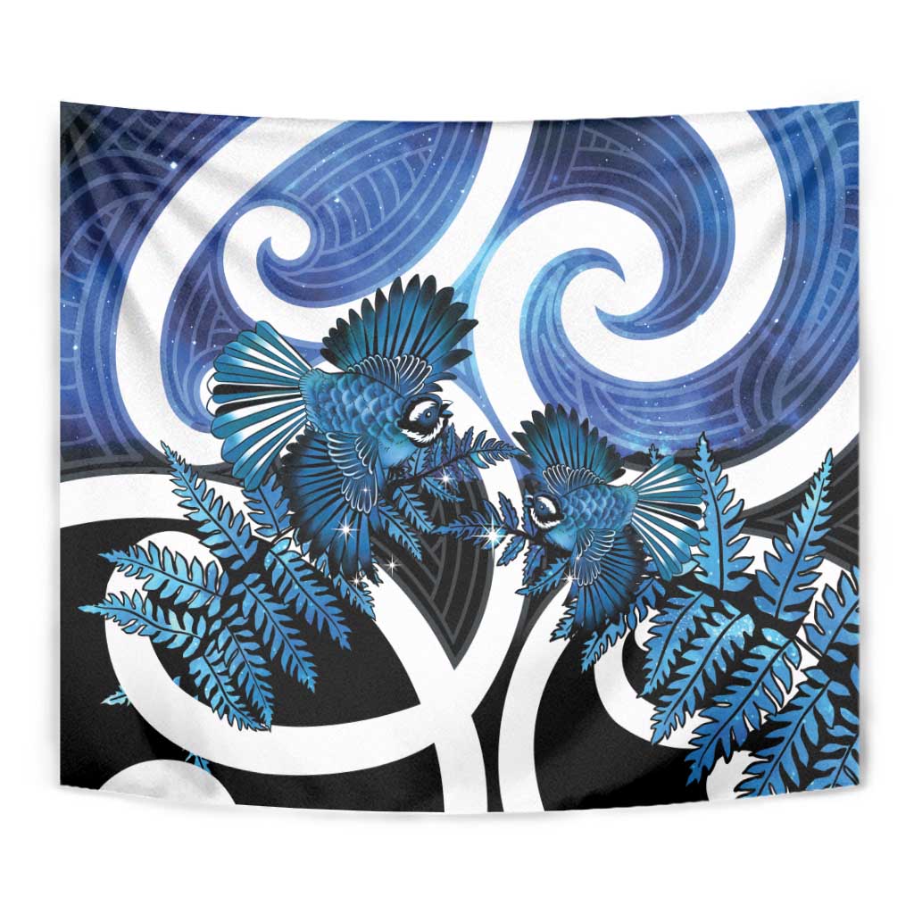 Piwakawaka New Zealand Matariki Tapestry Maori New Year Silver Fern Blue Galaxy LT14 - Polynesian Pride