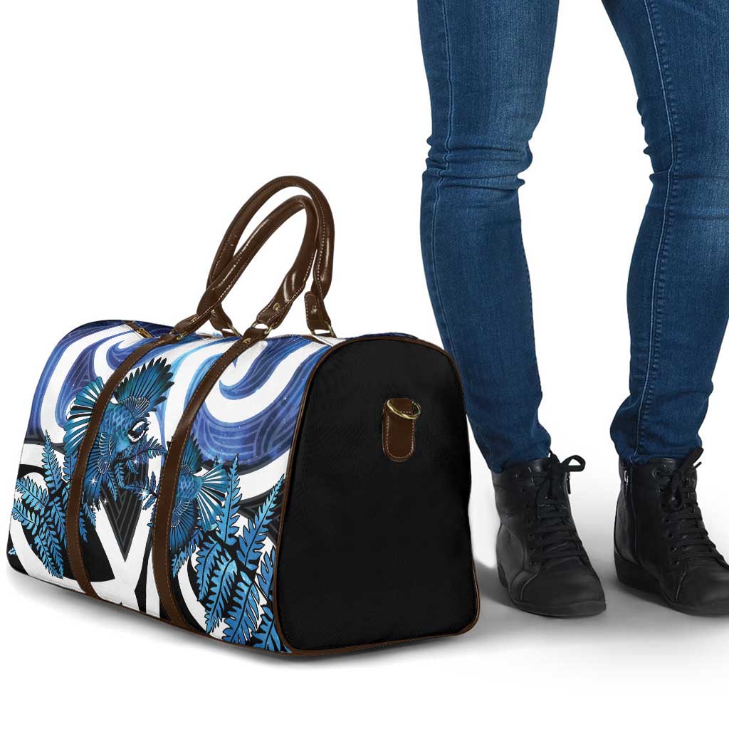Piwakawaka New Zealand Matariki Travel Bag Maori New Year Silver Fern Blue Galaxy