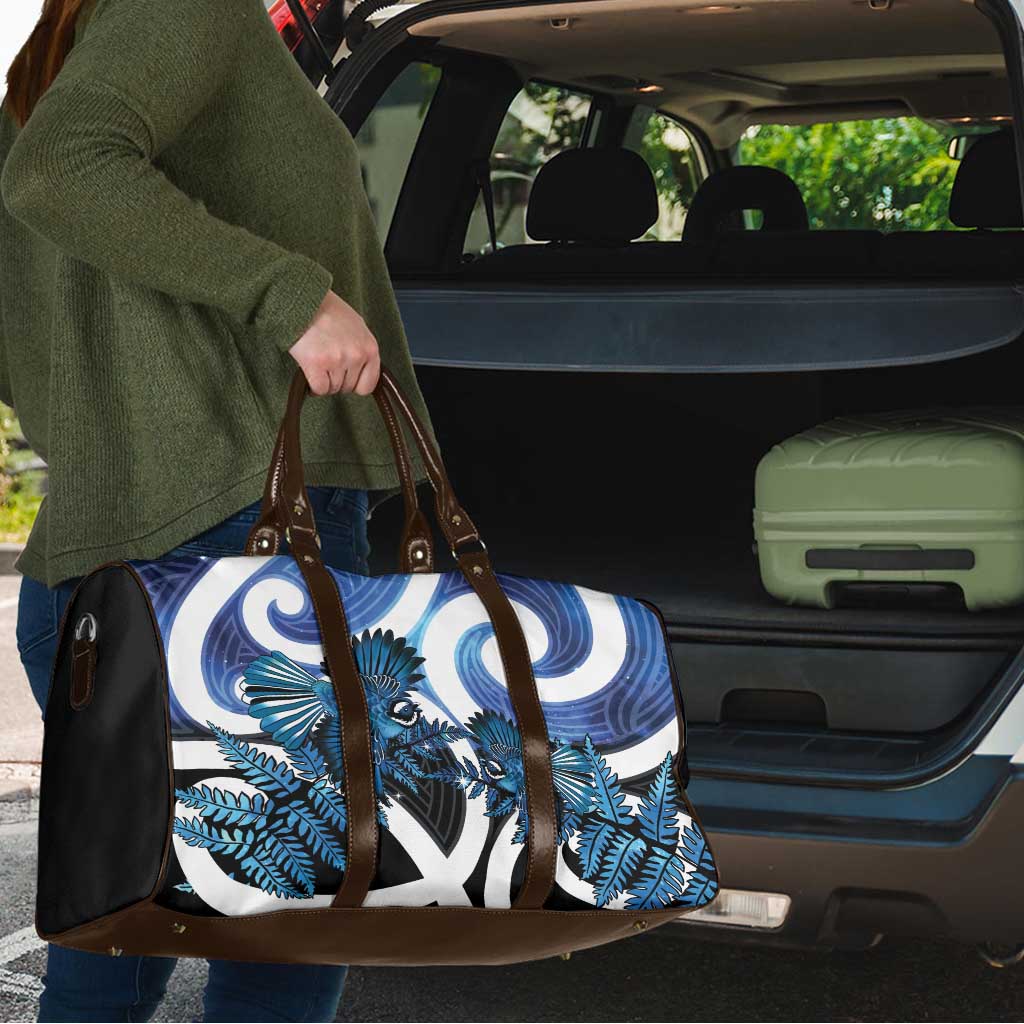 Piwakawaka New Zealand Matariki Travel Bag Maori New Year Silver Fern Blue Galaxy