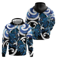 Piwakawaka New Zealand Matariki Zip Hoodie Maori New Year Silver Fern Blue Galaxy