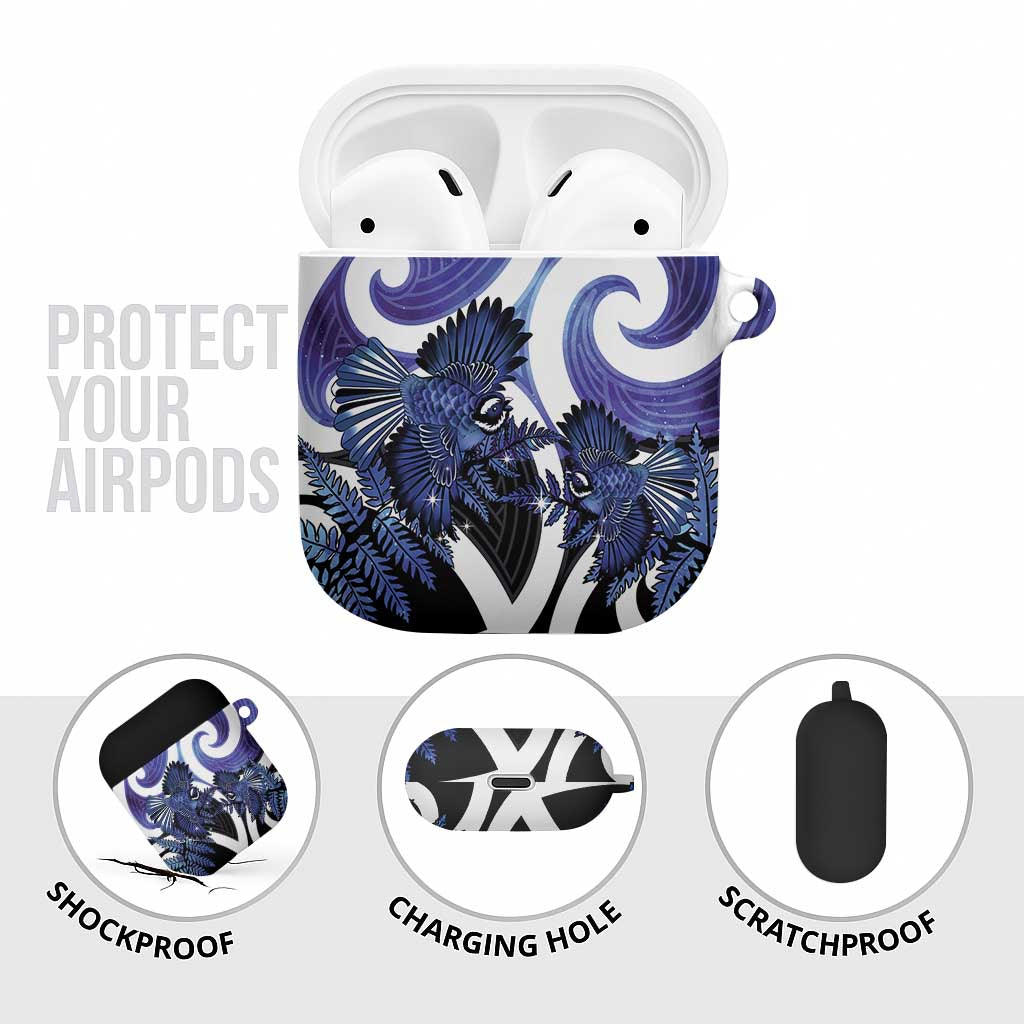 Piwakawaka New Zealand Matariki AirPods Case Maori New Year Silver Fern Purple Galaxy