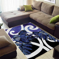 Piwakawaka New Zealand Matariki Area Rug Maori New Year Silver Fern Purple Galaxy
