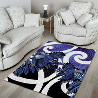 Piwakawaka New Zealand Matariki Area Rug Maori New Year Silver Fern Purple Galaxy