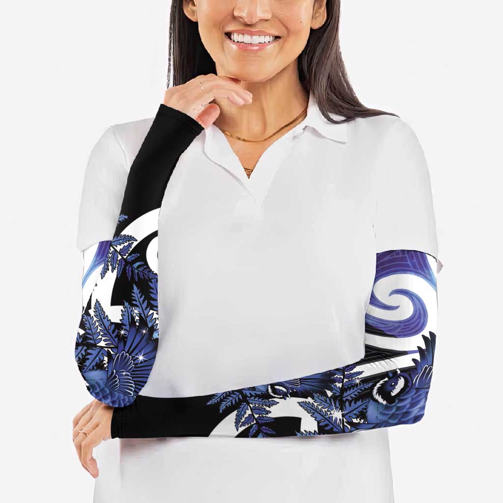 Piwakawaka New Zealand Matariki Arm Sleeves Maori New Year Silver Fern Purple Galaxy LT14 - Polynesian Pride