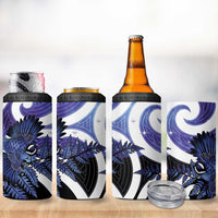 Piwakawaka New Zealand Matariki 4 in 1 Can Cooler Tumbler Maori New Year Silver Fern Purple Galaxy