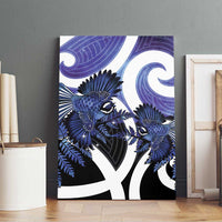 Piwakawaka New Zealand Matariki Canvas Wall Art Maori New Year Silver Fern Purple Galaxy