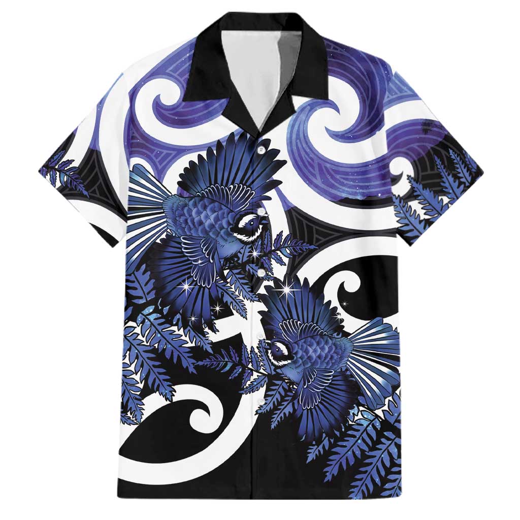 Piwakawaka New Zealand Matariki Family Matching Long Sleeve Bodycon Dress and Hawaiian Shirt Maori New Year Silver Fern Purple Galaxy LT14 Dad's Shirt - Short Sleeve Purple - Polynesian Pride