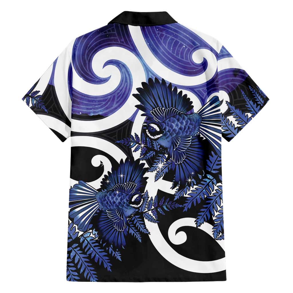 Piwakawaka New Zealand Matariki Family Matching Long Sleeve Bodycon Dress and Hawaiian Shirt Maori New Year Silver Fern Purple Galaxy LT14 - Polynesian Pride