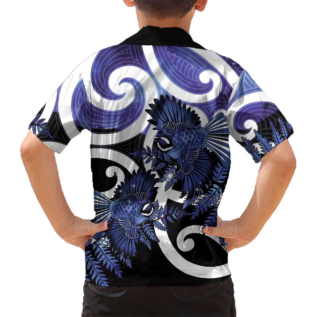 Piwakawaka New Zealand Matariki Family Matching Mermaid Dress and Hawaiian Shirt Maori New Year Silver Fern Purple Galaxy LT14 - Polynesian Pride
