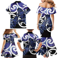 Piwakawaka New Zealand Matariki Family Matching Mermaid Dress and Hawaiian Shirt Maori New Year Silver Fern Purple Galaxy LT14 - Polynesian Pride