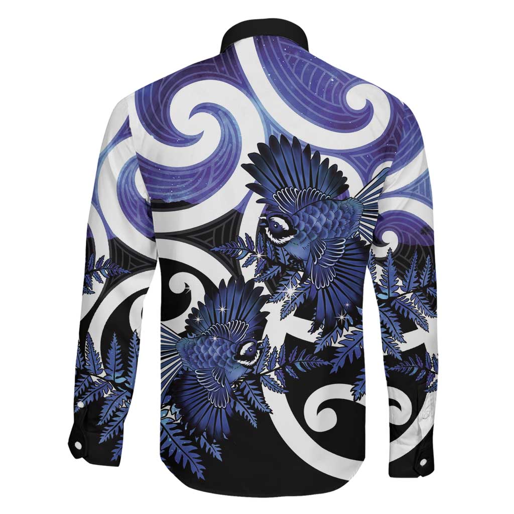 Piwakawaka New Zealand Matariki Family Matching Mermaid Dress and Hawaiian Shirt Maori New Year Silver Fern Purple Galaxy LT14 - Polynesian Pride