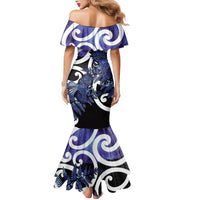 Piwakawaka New Zealand Matariki Family Matching Mermaid Dress and Hawaiian Shirt Maori New Year Silver Fern Purple Galaxy LT14 - Polynesian Pride