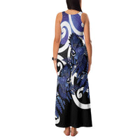 Piwakawaka New Zealand Matariki Family Matching Tank Maxi Dress and Hawaiian Shirt Maori New Year Silver Fern Purple Galaxy
