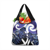 Piwakawaka New Zealand Matariki Grocery Bag Maori New Year Silver Fern Purple Galaxy