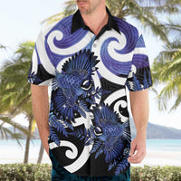 Piwakawaka New Zealand Matariki Hawaiian Shirt Maori New Year Silver Fern Purple Galaxy
