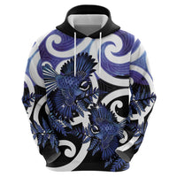 Piwakawaka New Zealand Matariki Hoodie Maori New Year Silver Fern Purple Galaxy