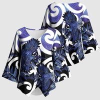 Piwakawaka New Zealand Matariki Kimono Sleeve Blouse Maori New Year Silver Fern Purple Galaxy